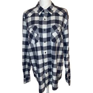 AMERICAN EAGLE OUTFITTERS Long Sleeve Vintage Fit Shirt BLK/WHT Checkered SZ XXL